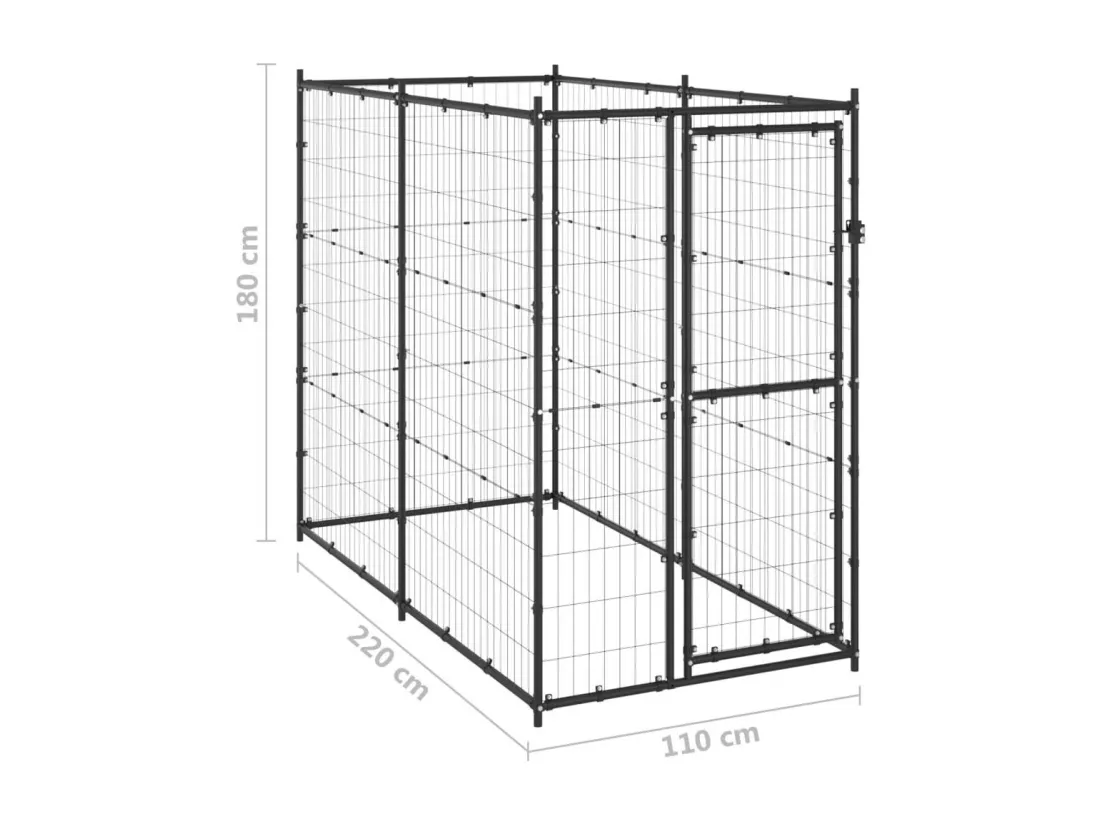 Chenil extérieur cage enclos 110 x 220 x 180 cm 02_0000361