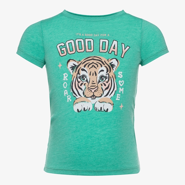 TwoDay meisjes T-shirt groen met tijgerkopje