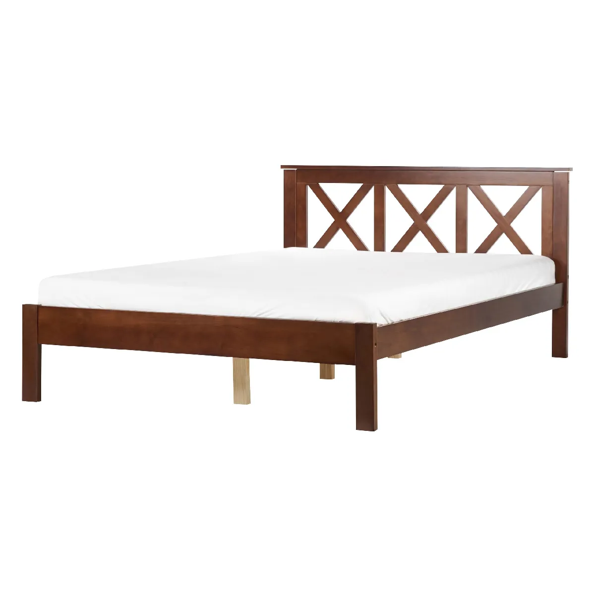 Beliani Lit avec sommier TANNAY 140x200 cm - Bois foncé