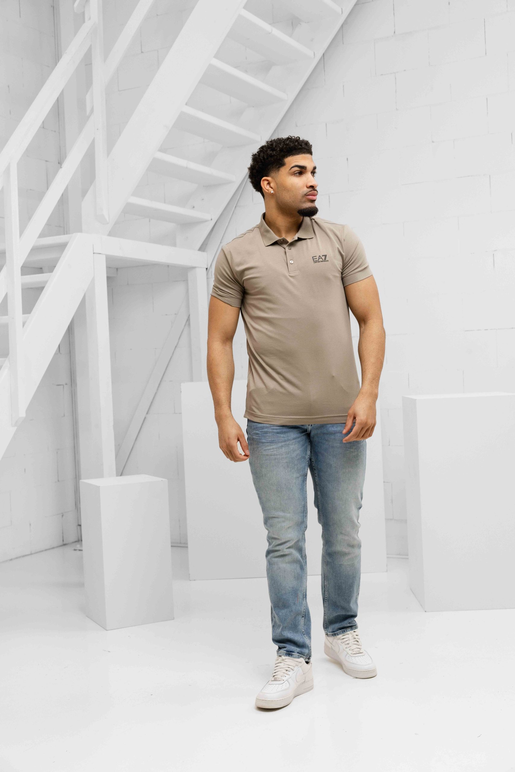 EA7 Emporio Armani 8NPF14 Polo Heren Beige