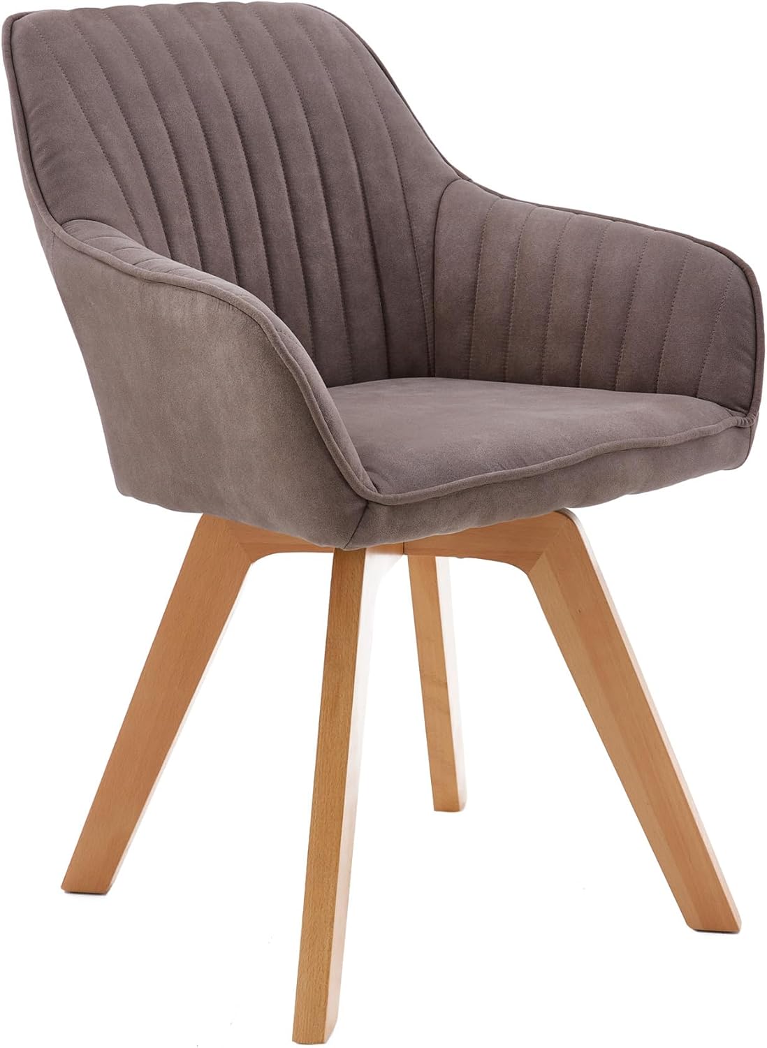 Riess Ambiente Drehbarer Design Stuhl Livorno Vintage Taupe Buchenholz Beine Esszimmerstuhl Küchenstuhl Besucherstuhl