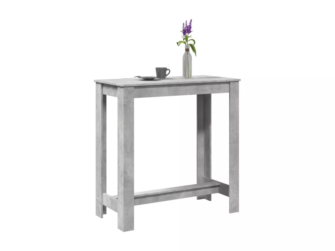 Table de bar gris béton 102x50x103,5 cm bois d'ingénierie