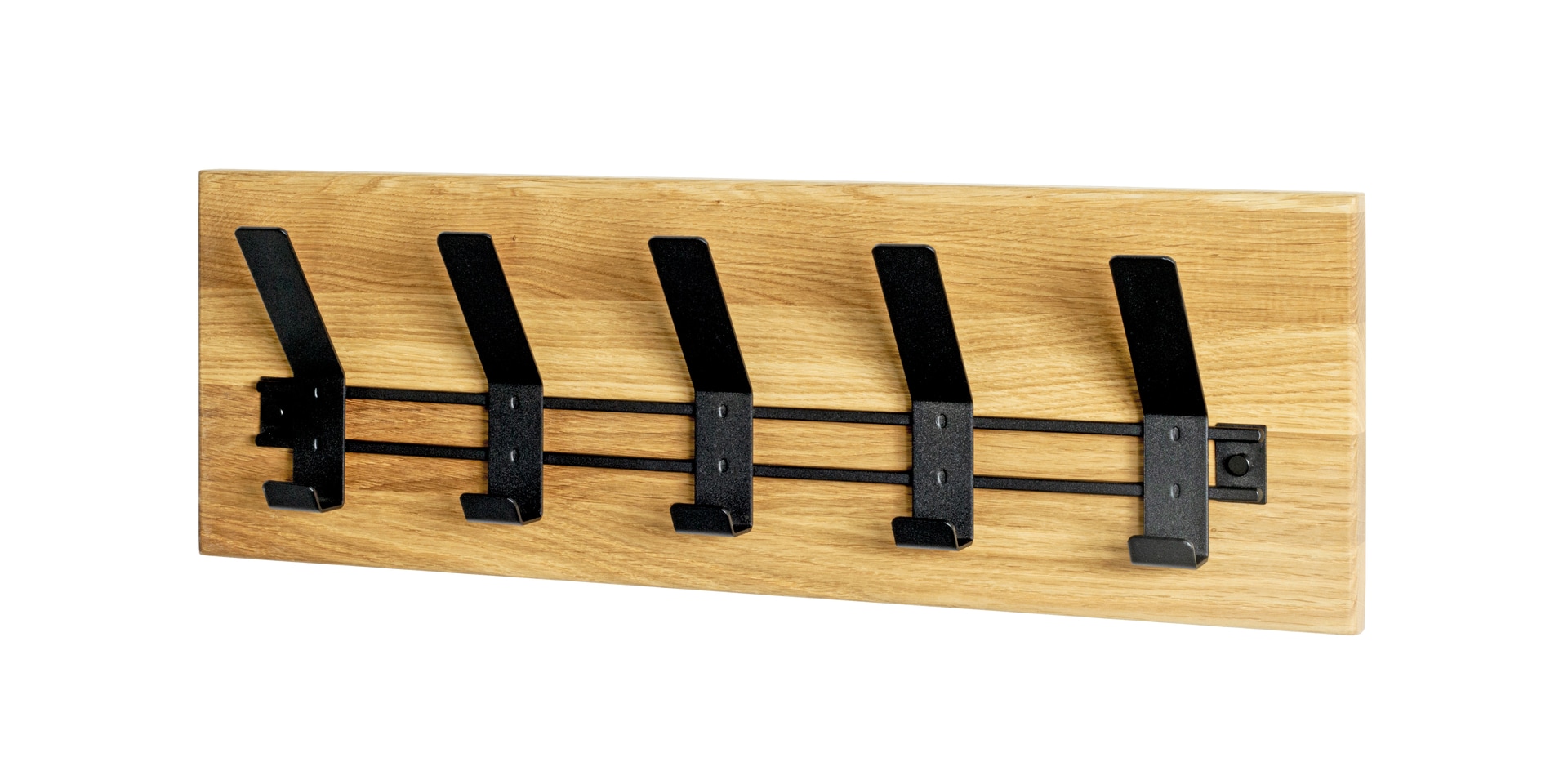 Wandgarderobe 60 x 20 cm Eiche Massivholz/schwarz