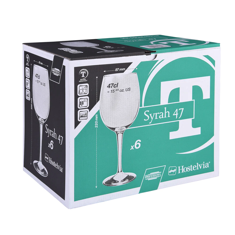 Boîte de 6 verres à pied trempés Syrah 47 cl Vicrila