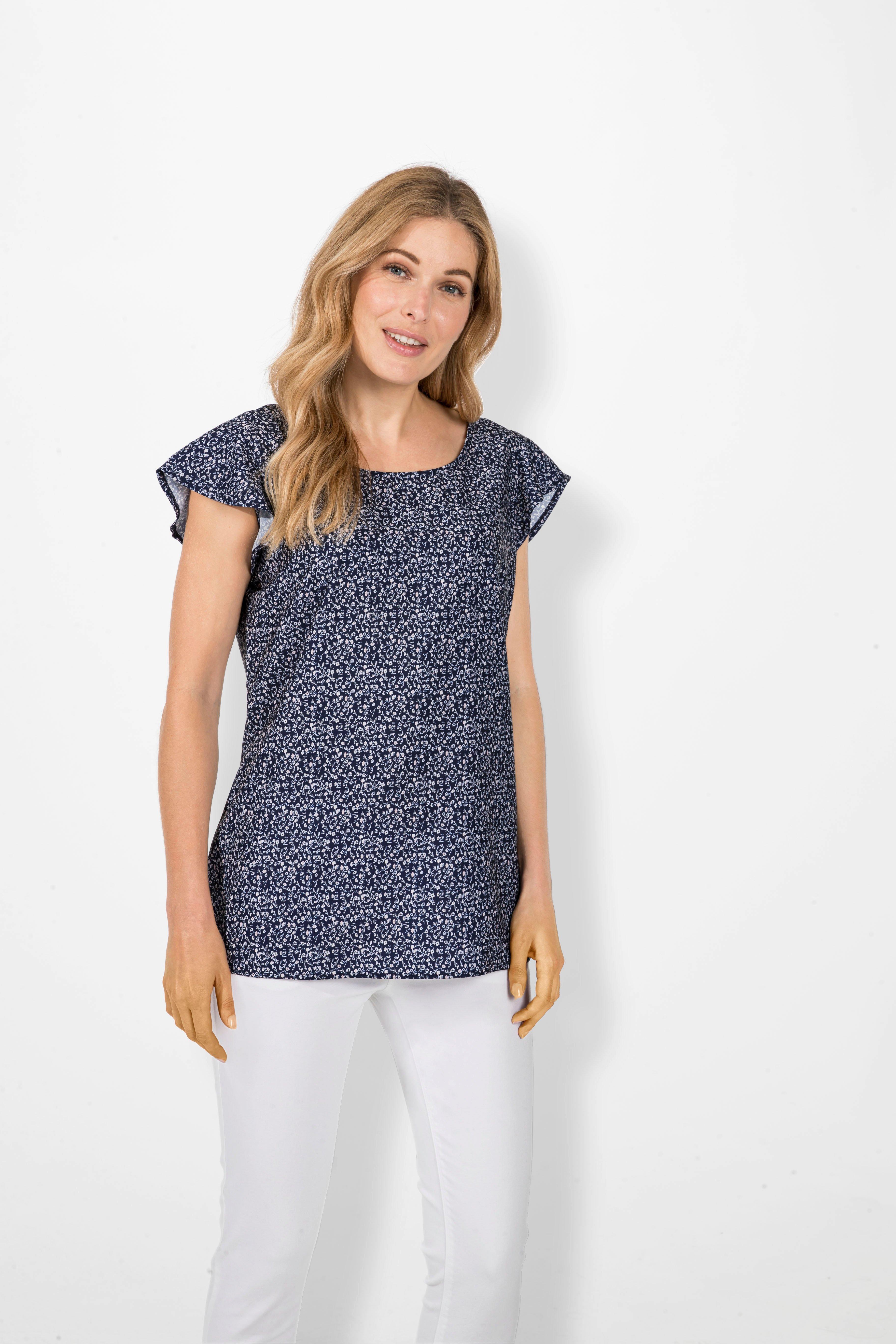 Tunika im Millefleurs-Print mit Flügelärmeln