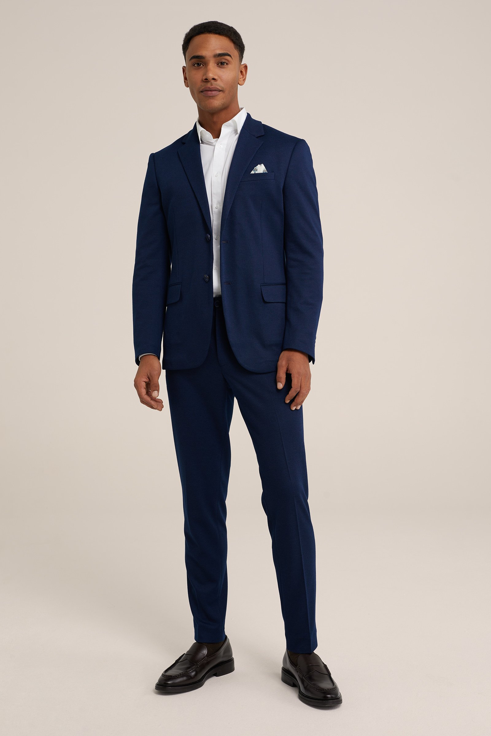 slim fit pantalon met dessin WE Fashion Donkerblauw