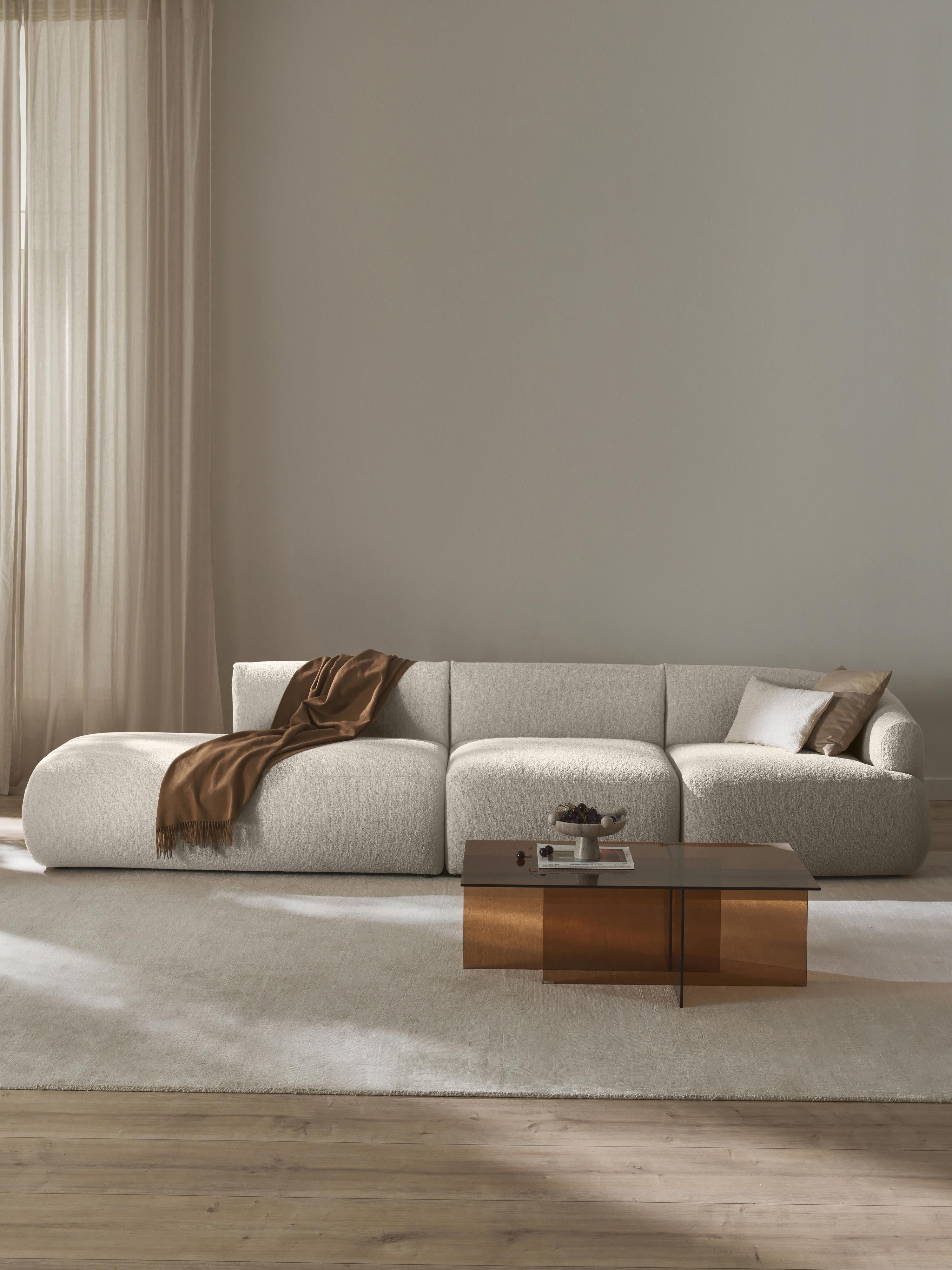 Modulaire XL chaise longue Sofia van bouclé stof