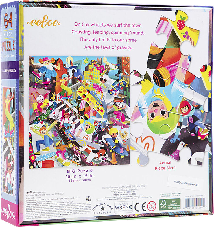 eeBoo eeBoo - Puslespil 64 brk - Skateboarders