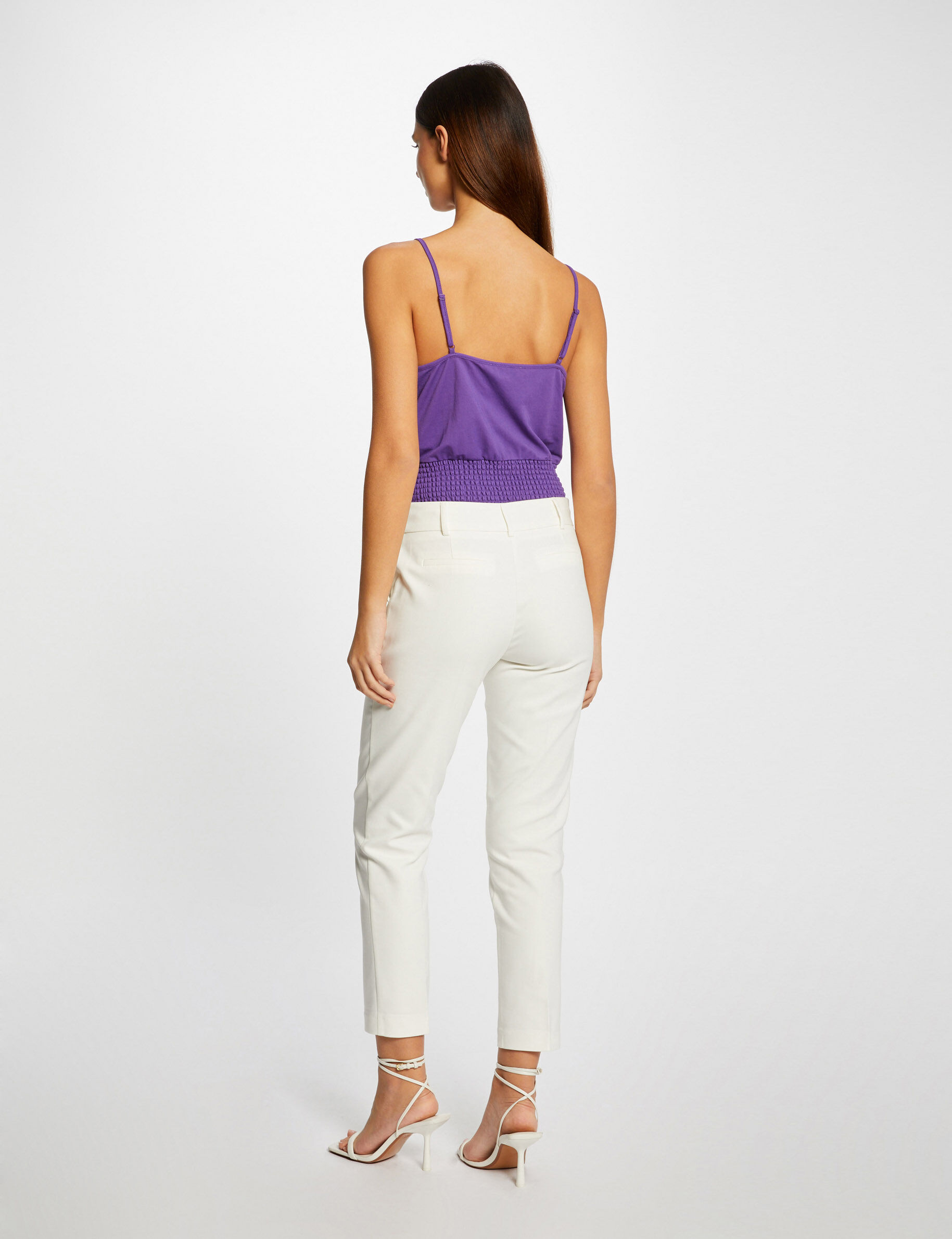 Débardeur bretelles fines smocké violet fonce femme - violet_fonce
