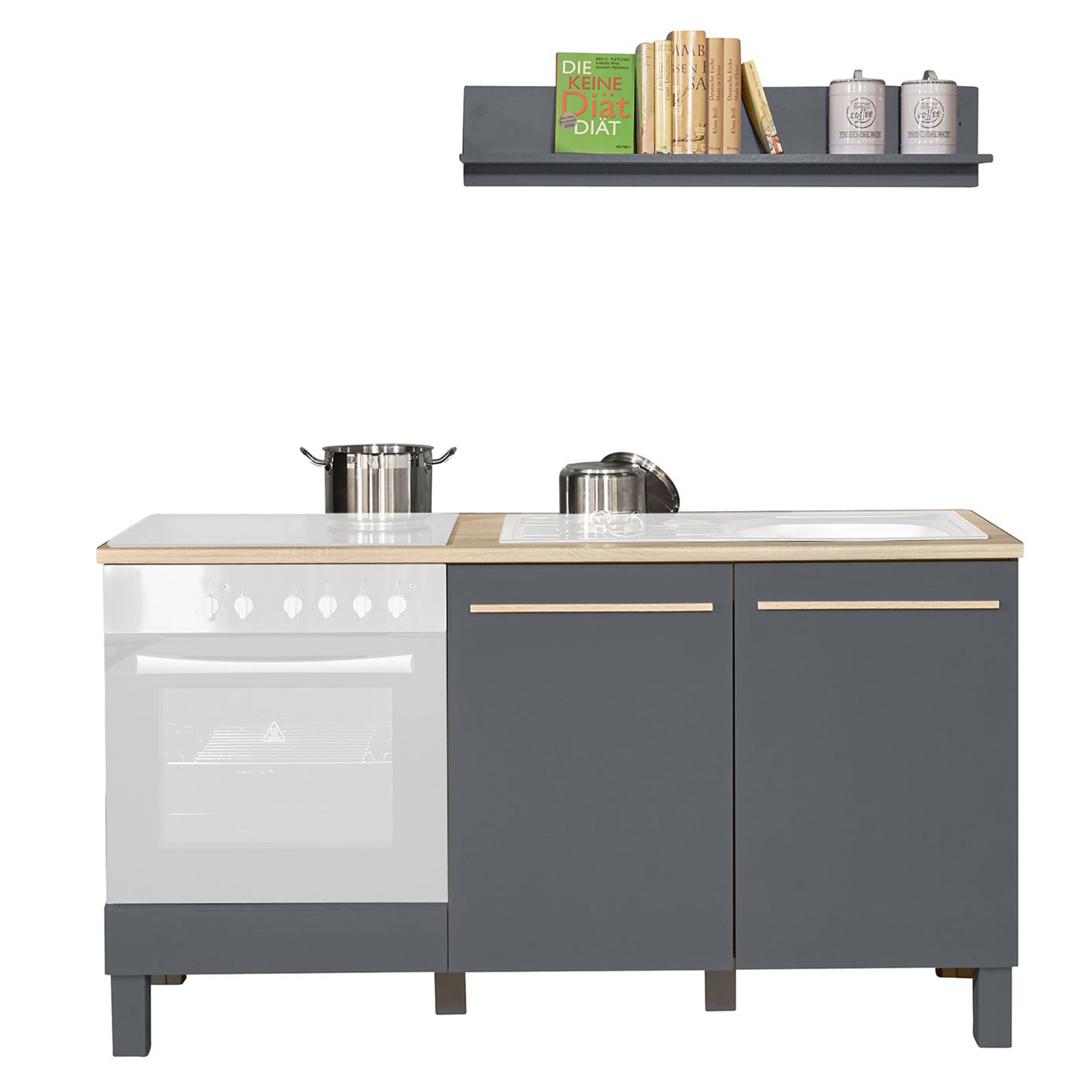 Küchenblock - anthrazit - Sonoma Eiche - 160 cm