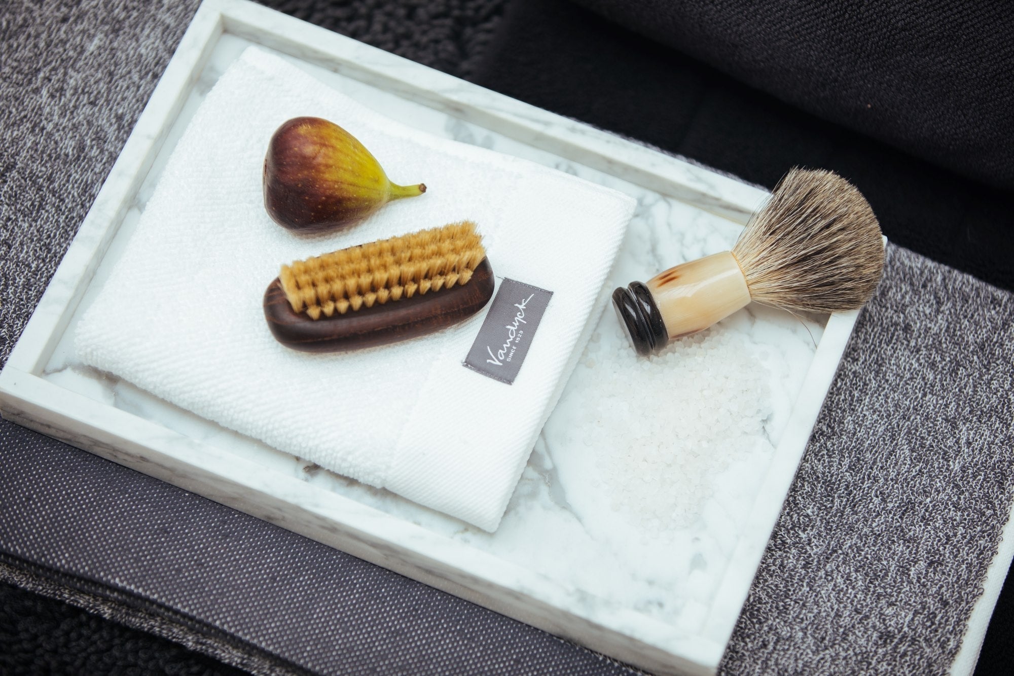 Washand Home Mouliné Off Black | Zwart | Grijs | Katoen