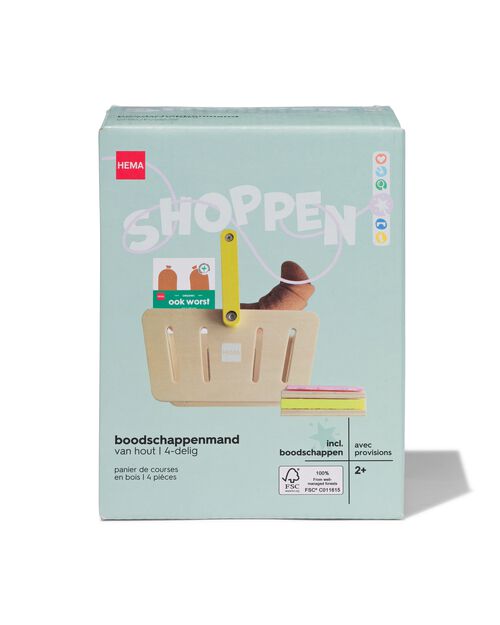 panier à provisions en bois 4 pièces