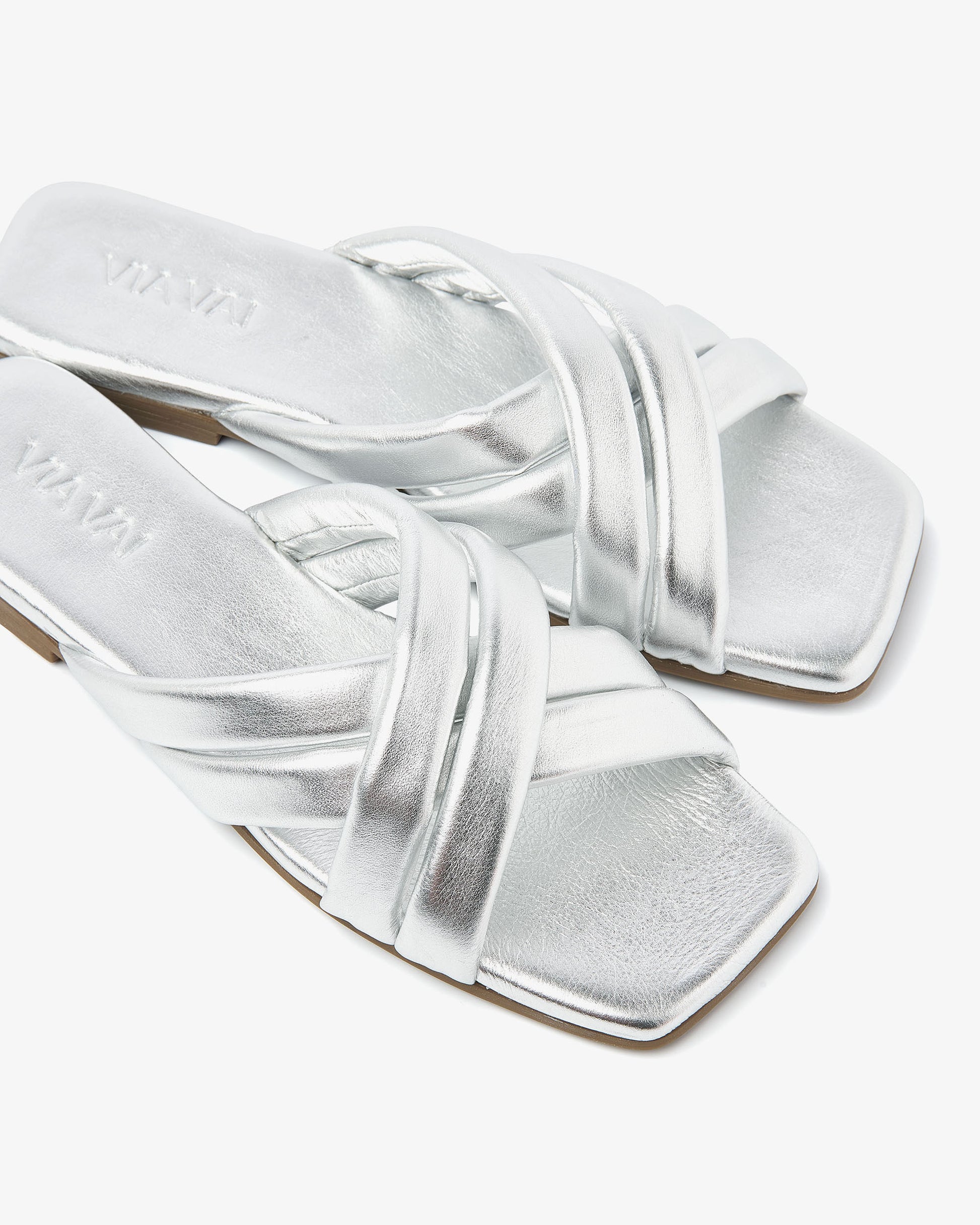 VIA VAI zilveren slippers Kiki Lot