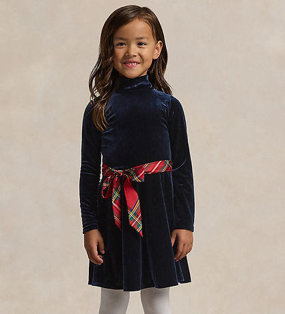 Polo Ralph Lauren Velourkjole - Navy m. R?d