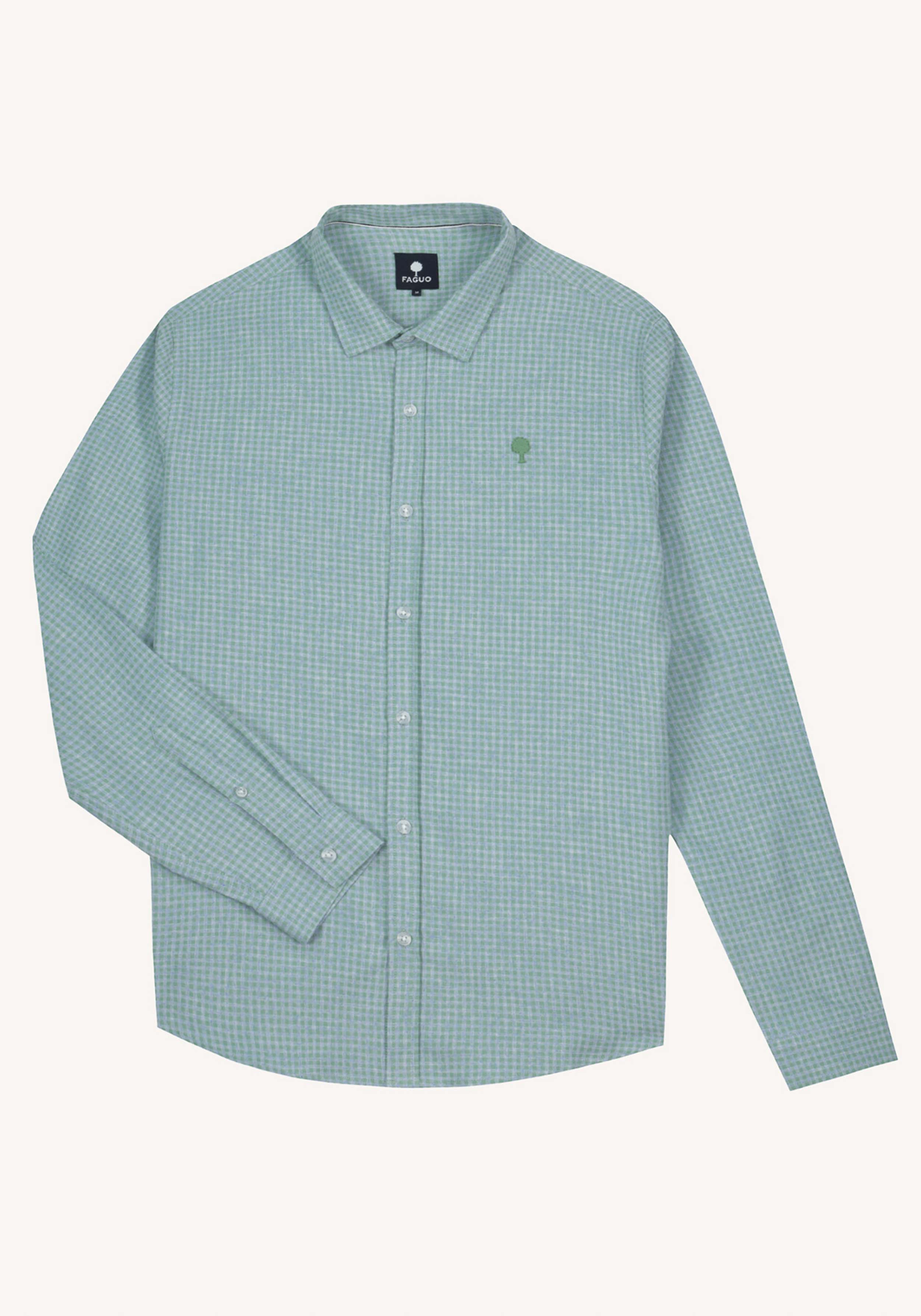 Faguo Hemd Iraty Shirt Woven Green/Light Blue