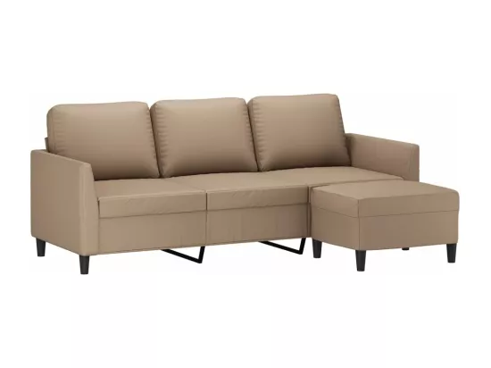 Canapé à 3 places avec repose-pieds Cappuccino 180cm Similicuir