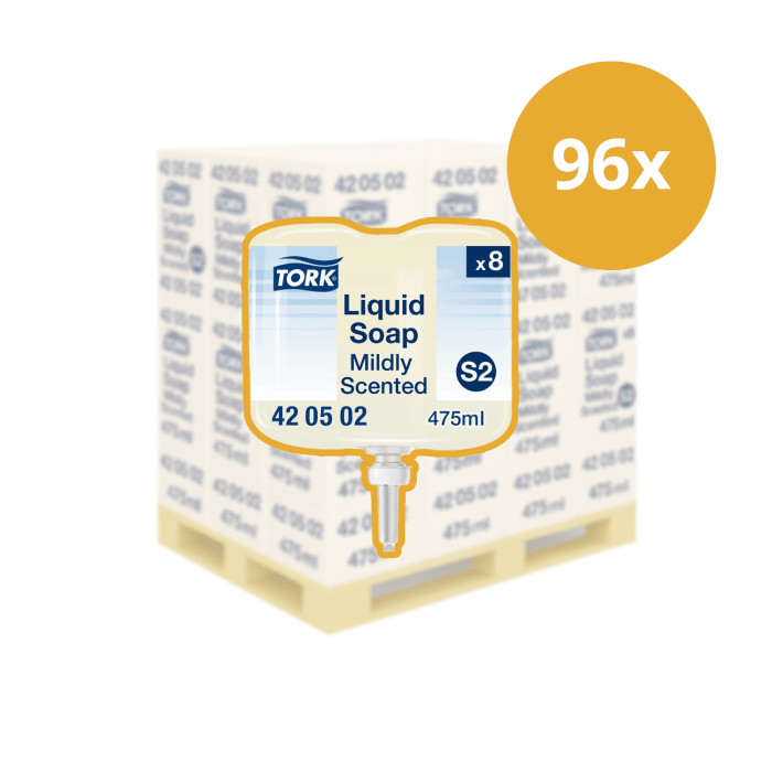 Tork 420502 8st Mini Vloeibare Zeep S2 Premium 8x475ml Pallet afname (420502P)