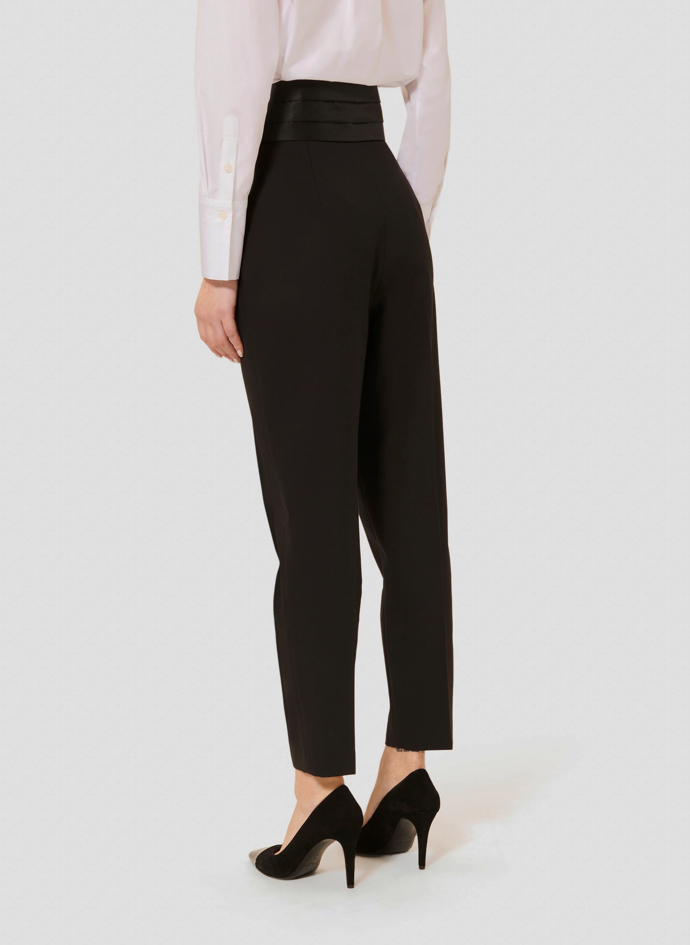 PAUL - Pantalon droit 7/8ème ceinturé| Noir