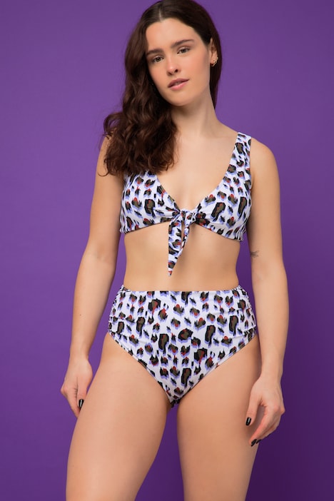 Bikin-Slip, Color Leo, seitliche Raffung, High Waist
