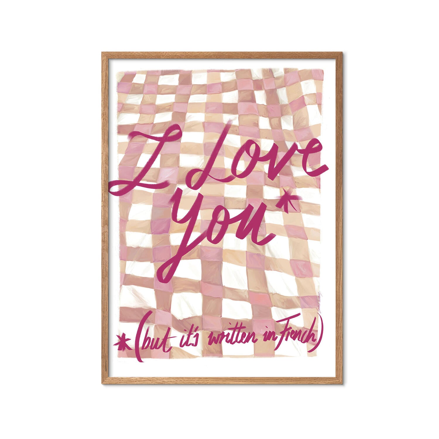 Poster & Frame  I Love You in French, Pink - 30 x 40 cm