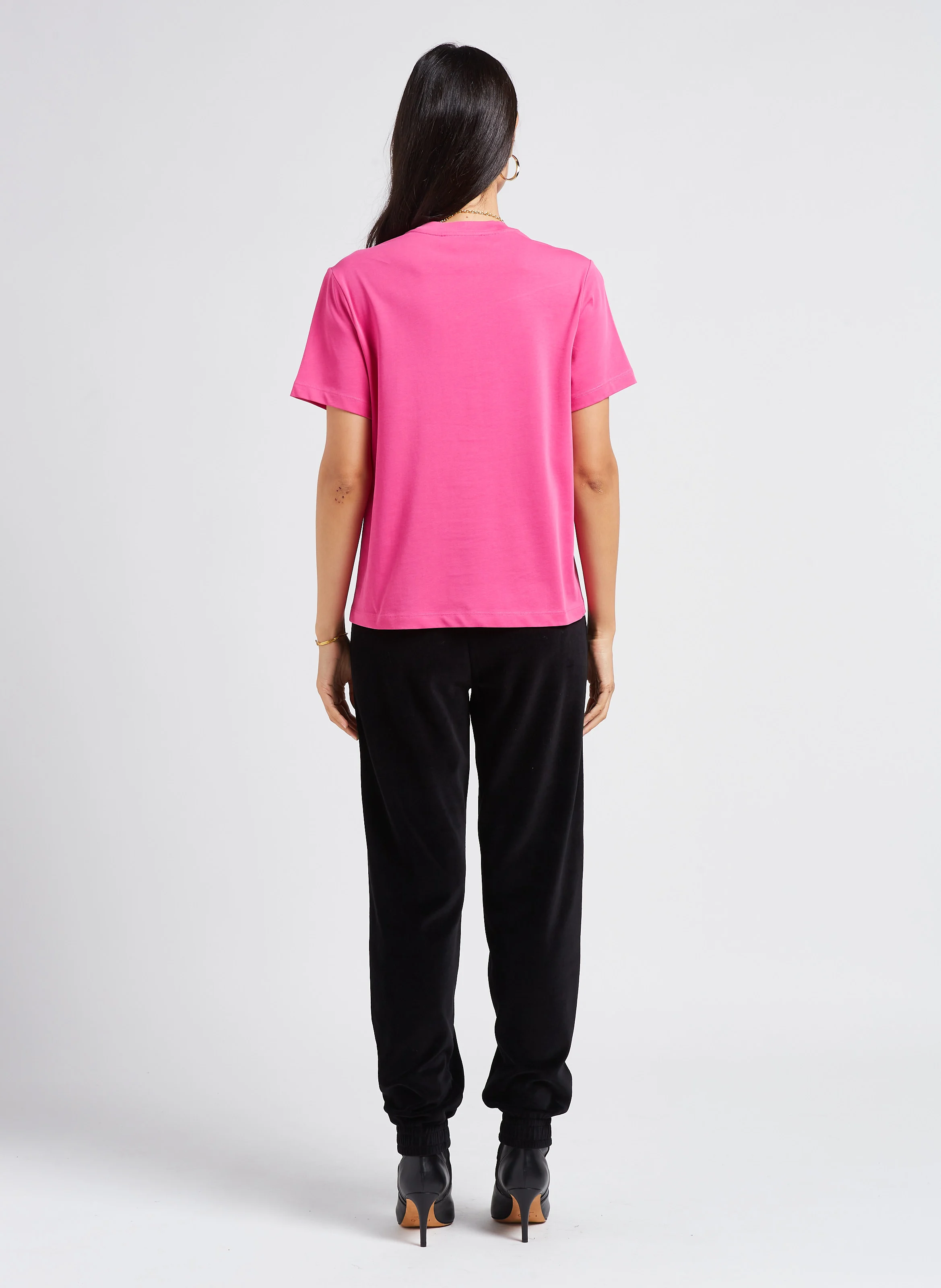 Tee-shirt col rond en coton | Rose