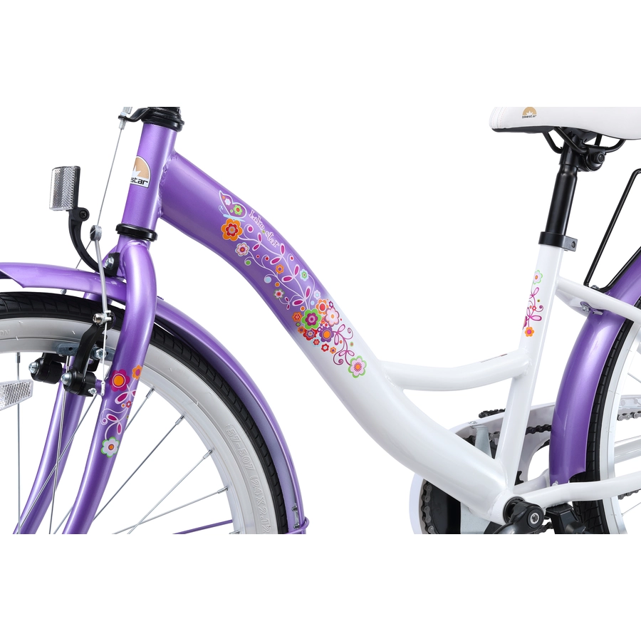 Bikestar Kinderrad 24 Zoll Classic lila, weiß