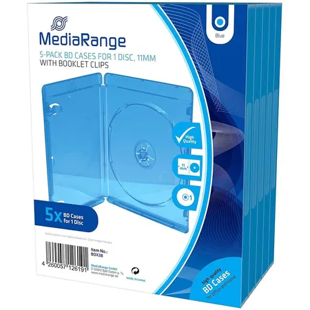 MediaRange BD-Leerhülle, für 1 BluRay, blau, 5 Stück