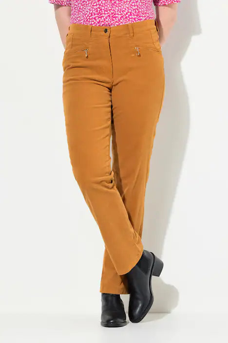 Cordhose Mony, Komfortbund, Reißverschlusstaschen, goldbraun