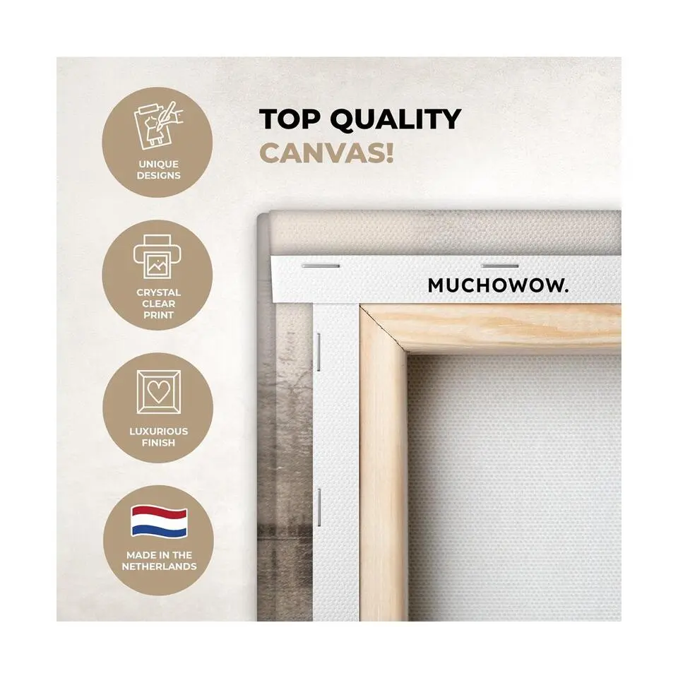 MuchoWow Canvas Schilderij 60x40cm Moderne kunst Abstract Beige