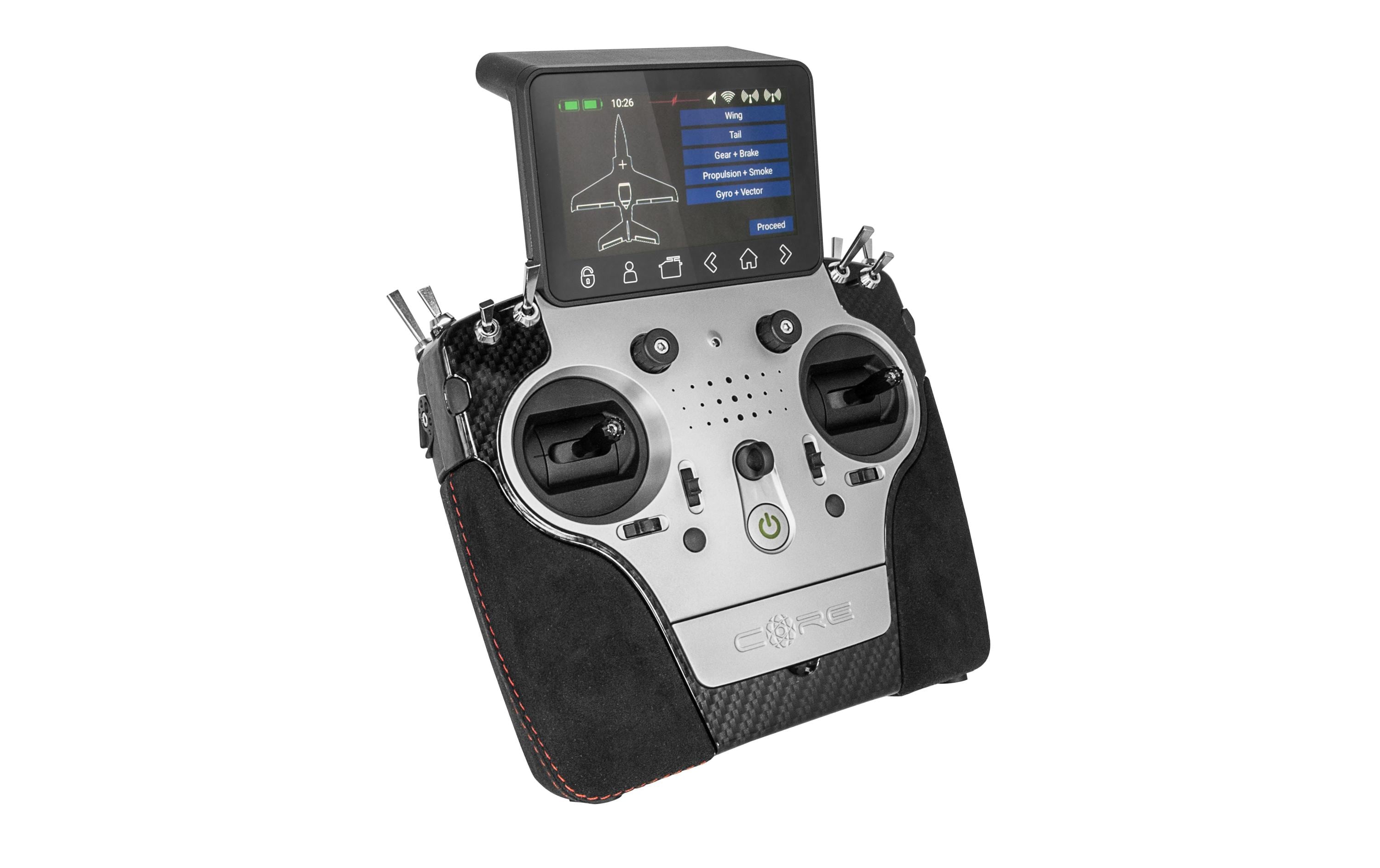 Fernsteuerung CORE Mode 2 Titanium 26-Kanal<br>High-End-Sender mit störsicherer 2.4-GHz-Übertragung