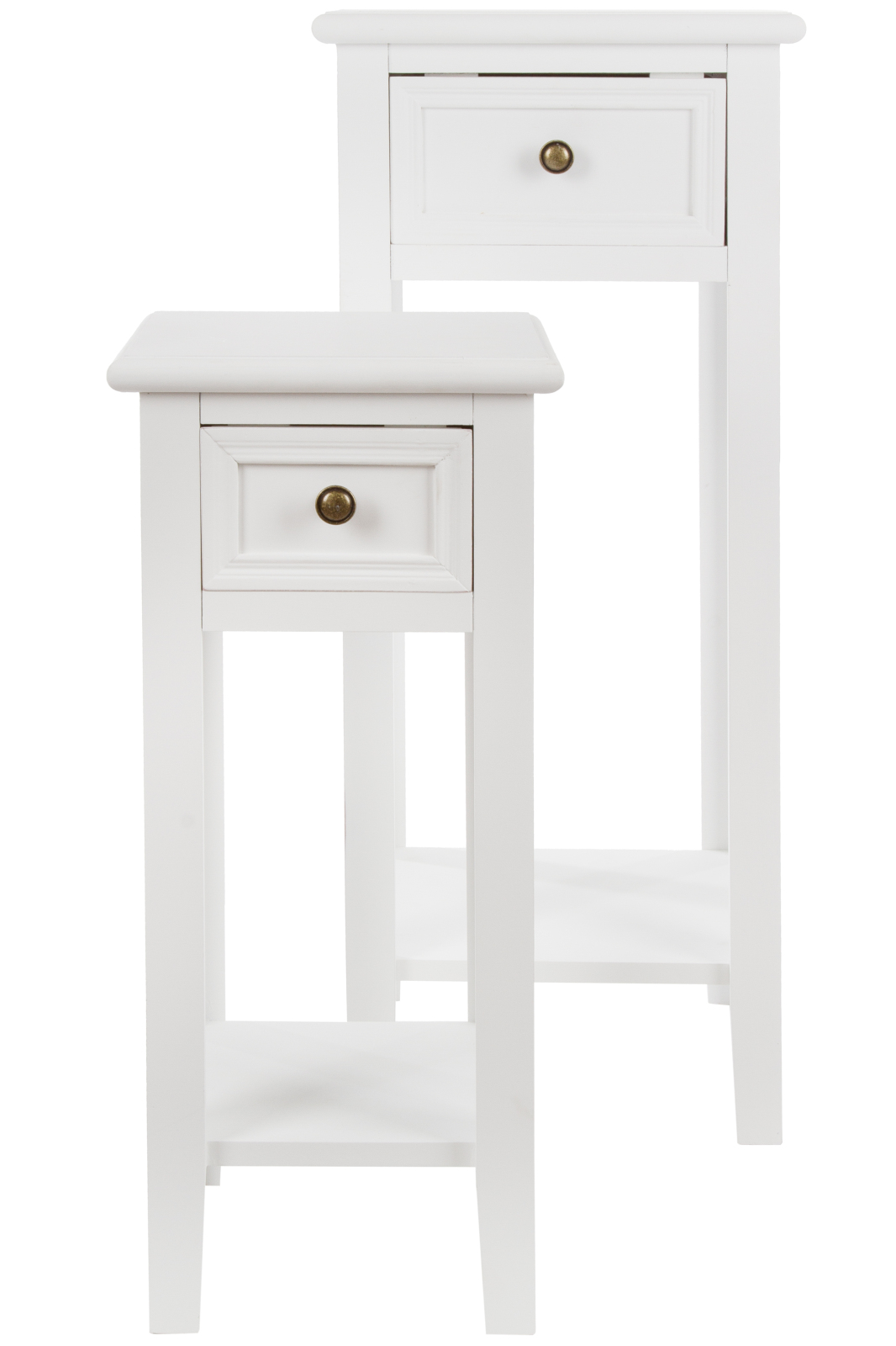 2er-Set Beistelltisch ELEGANCE - weiß - mit Schublade