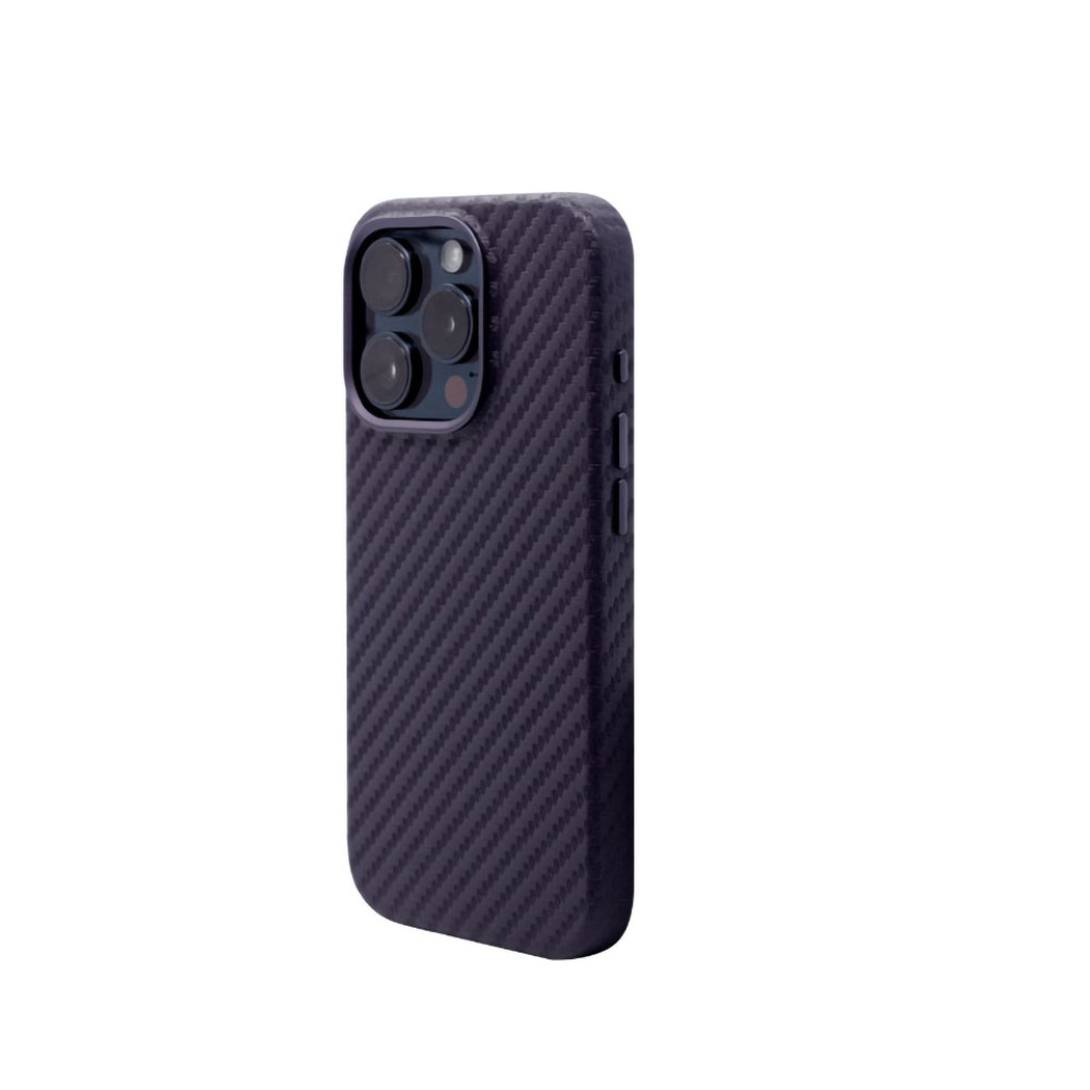 iPhone 15 Pro MagSafe Hardcase Hülle im Carbon Look - Violett