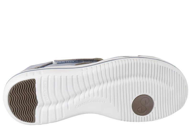 GREEN COMFORT LEAF SANDAL I LYSEBLÅT GLAT SKIND
