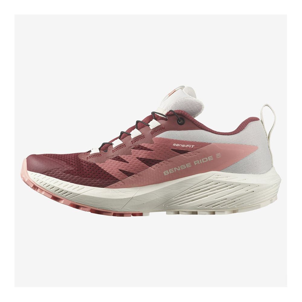 Salomon SENSE RIDE 5 GTX W - Chaussures trail Femme syrah/vanilla ice/peach amber
