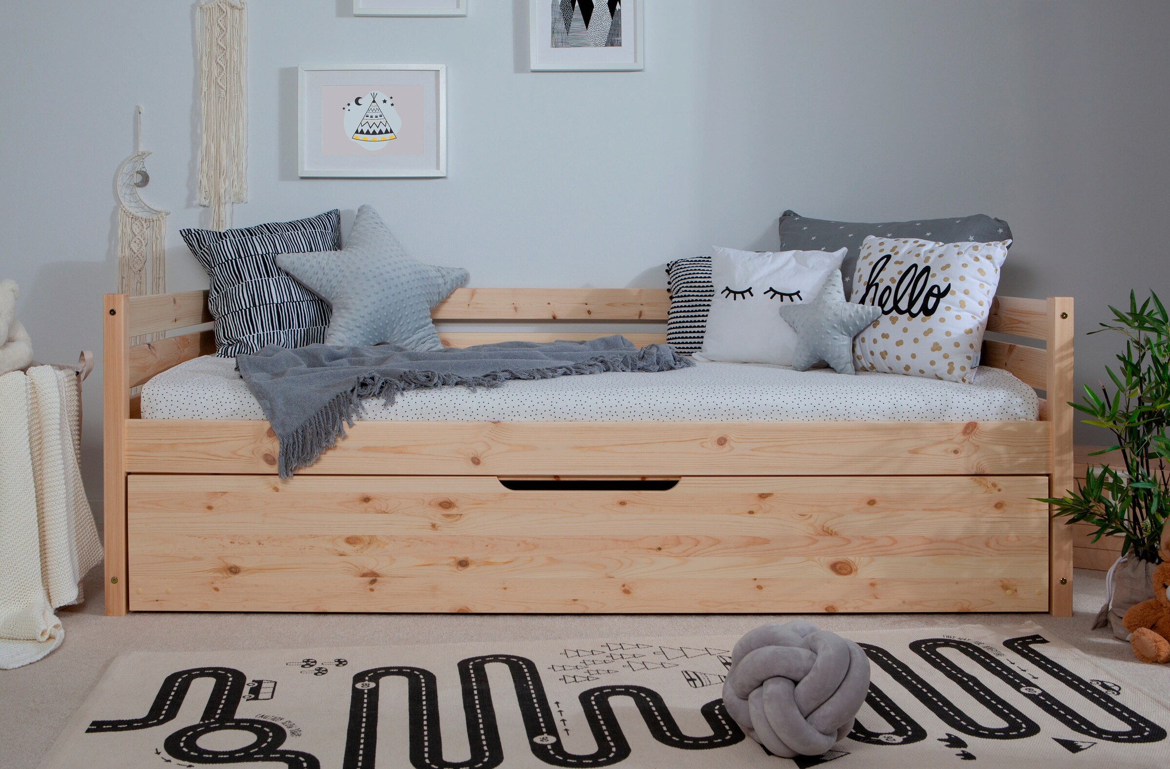 Ticaa Sofabett Naomi inkl. Ausziehbett, 90x200 Natur