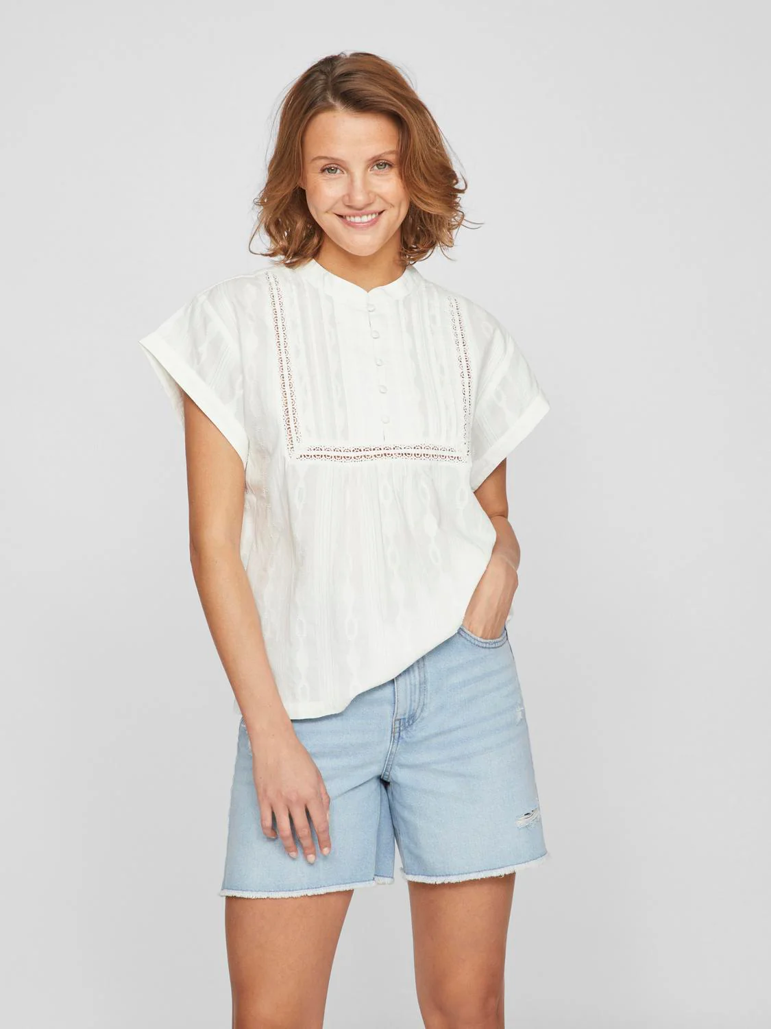 Vila  Viomma S/S top - Cloud Dancer