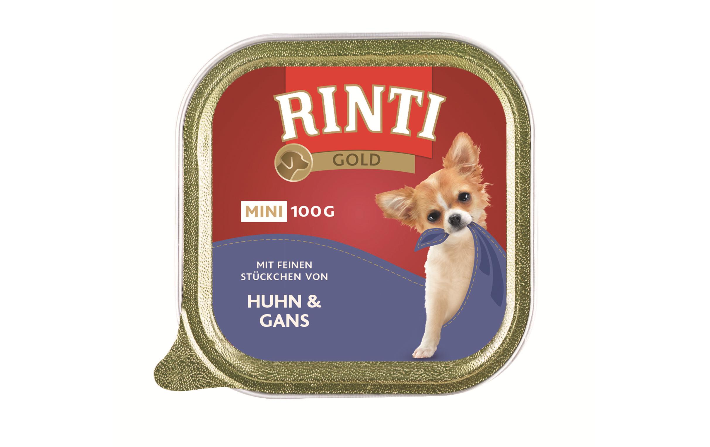 Nassfutter Gold Mini Huhn & Gans, 16 x 100 gAlleinfutter für ausgewachsene Hunde