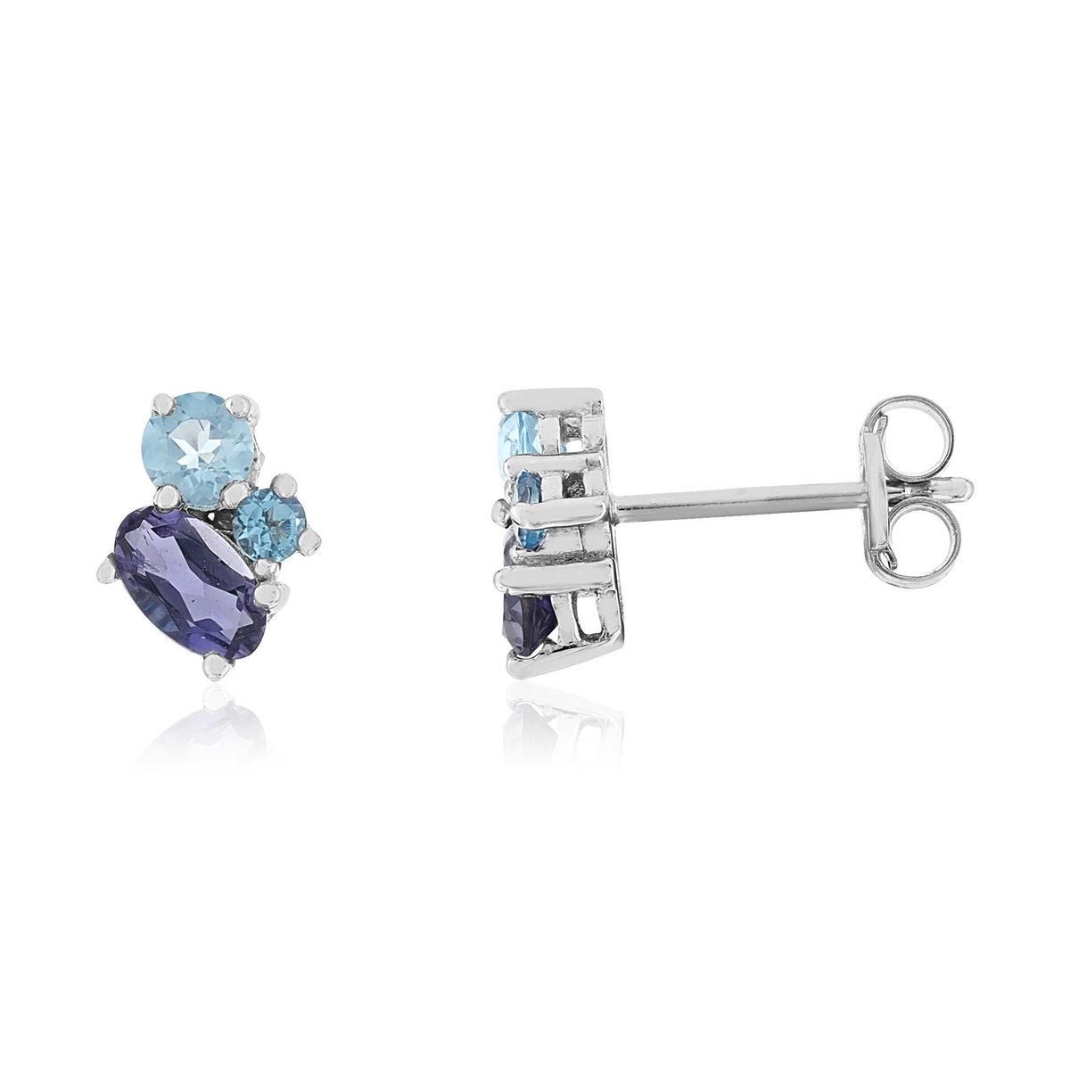 Boucles d'oreilles or 375 blanc pierres fines