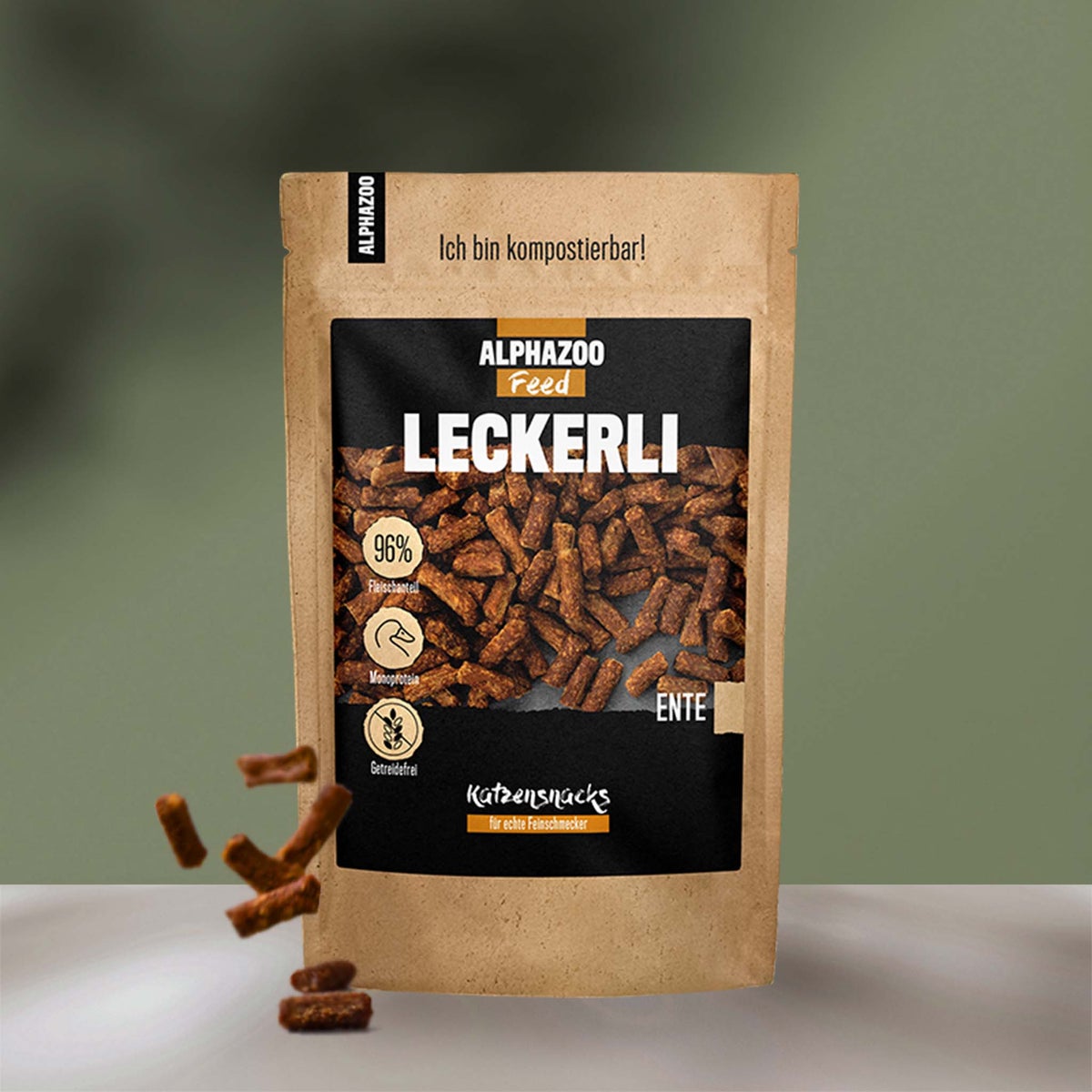 ALPHAZOO Eendensnacks 200g voor katten | Gourmet kattensnacks | Graanvrij