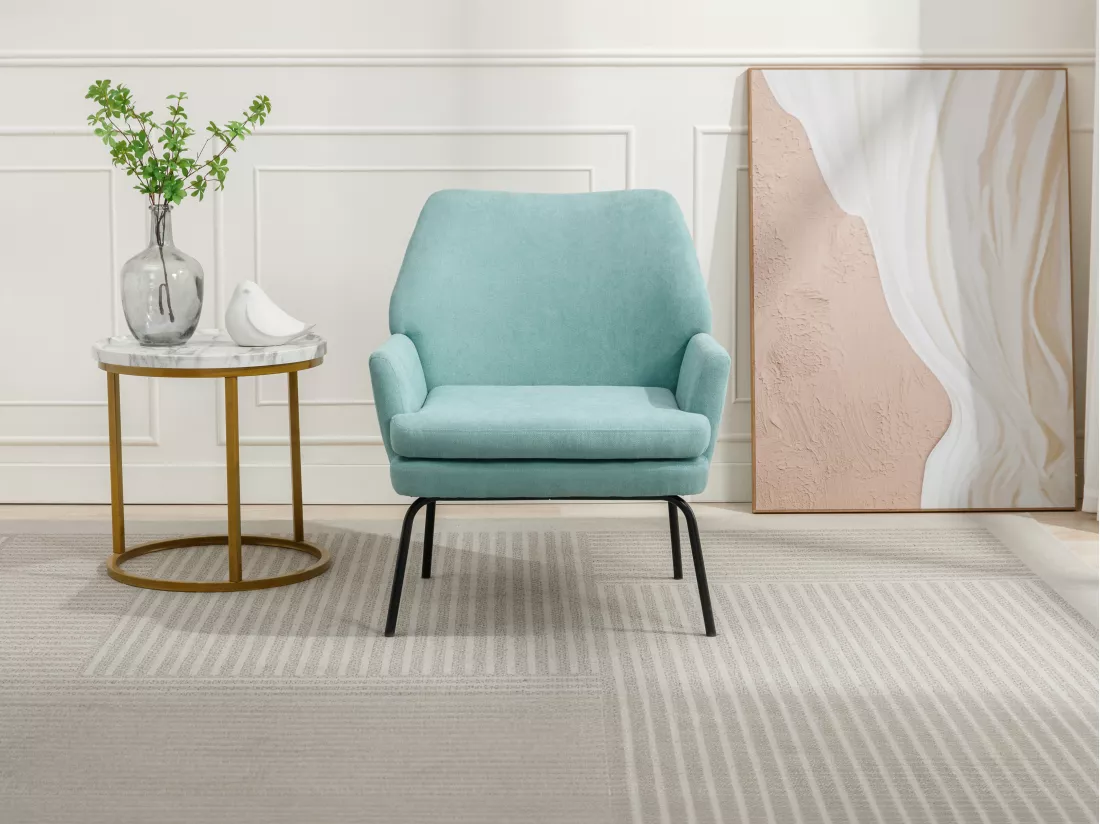 Fauteuil en tissu vert d'eau PALMARELO