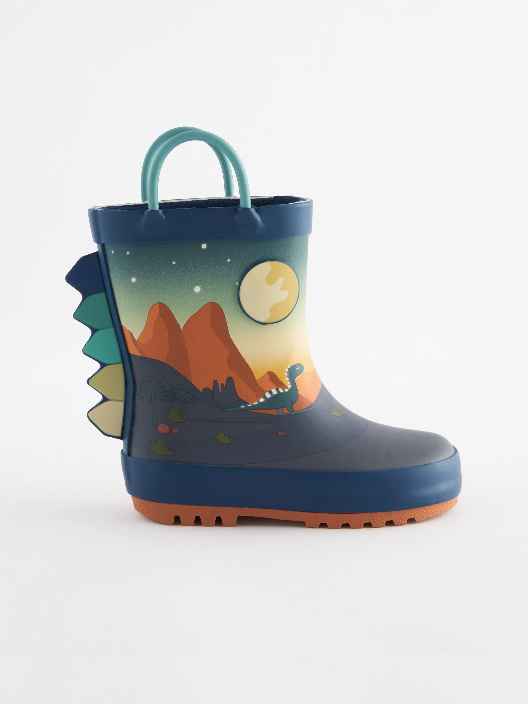 Marineblauw met dinosaurus - Aantreklaarzen met handvat