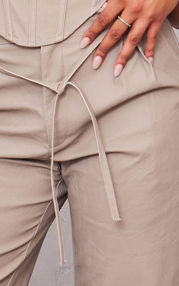 Gris Pierre Pantalon Large En Synthétique Avec Détail Noué Pour Grande Taille