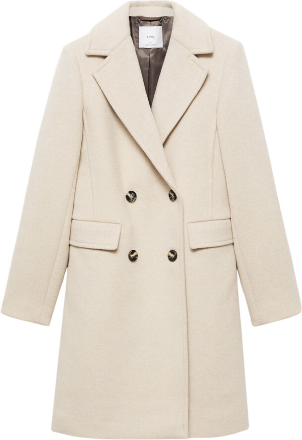 MANGO Double-breasted wool coat Lt pastel grey