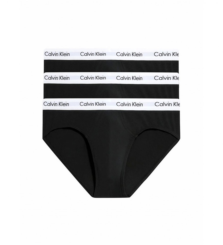 Conjunto de 3 camisolas Calvin Klein em algodão elástico preto