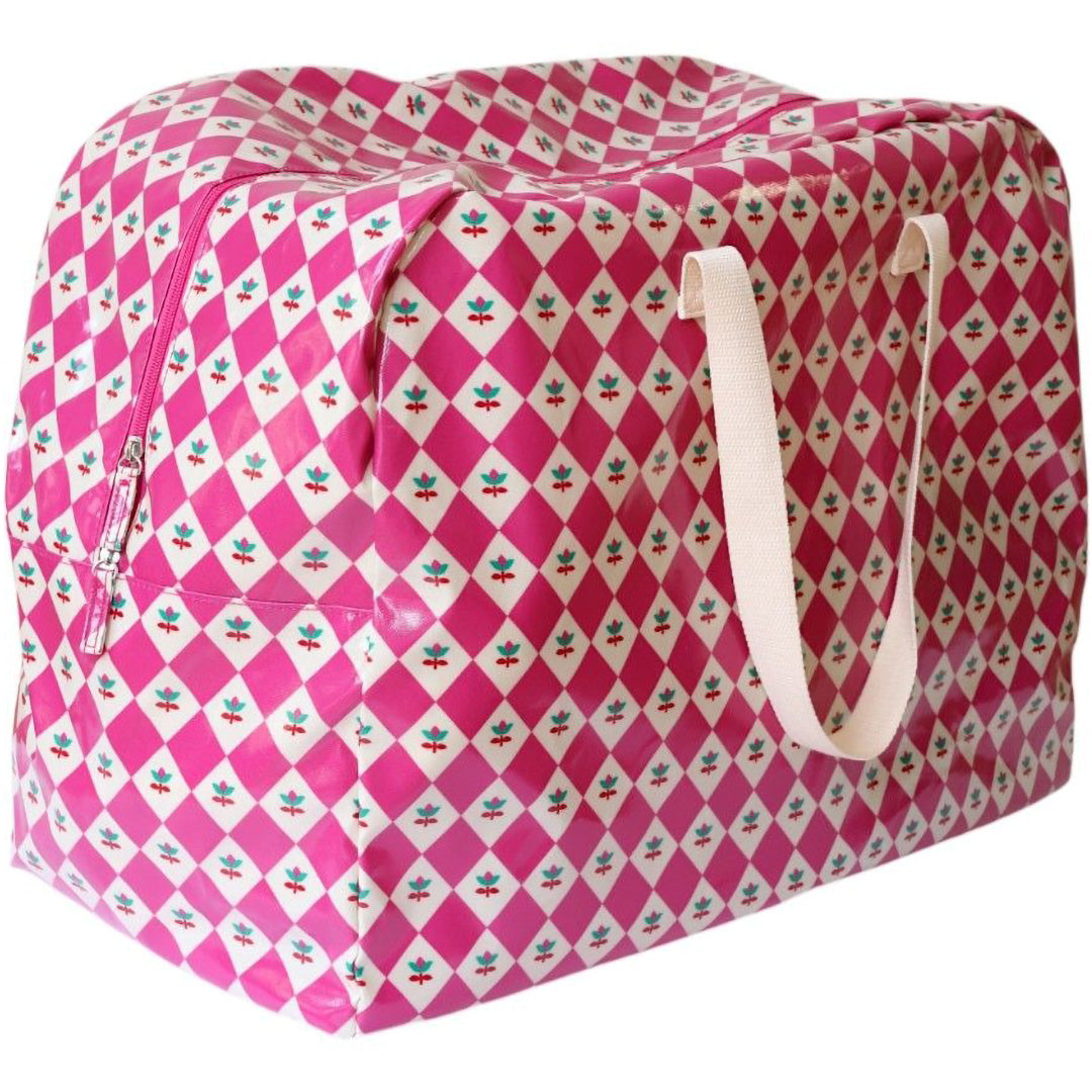 le petit souk jumbo opbergtas - bloemen - roze