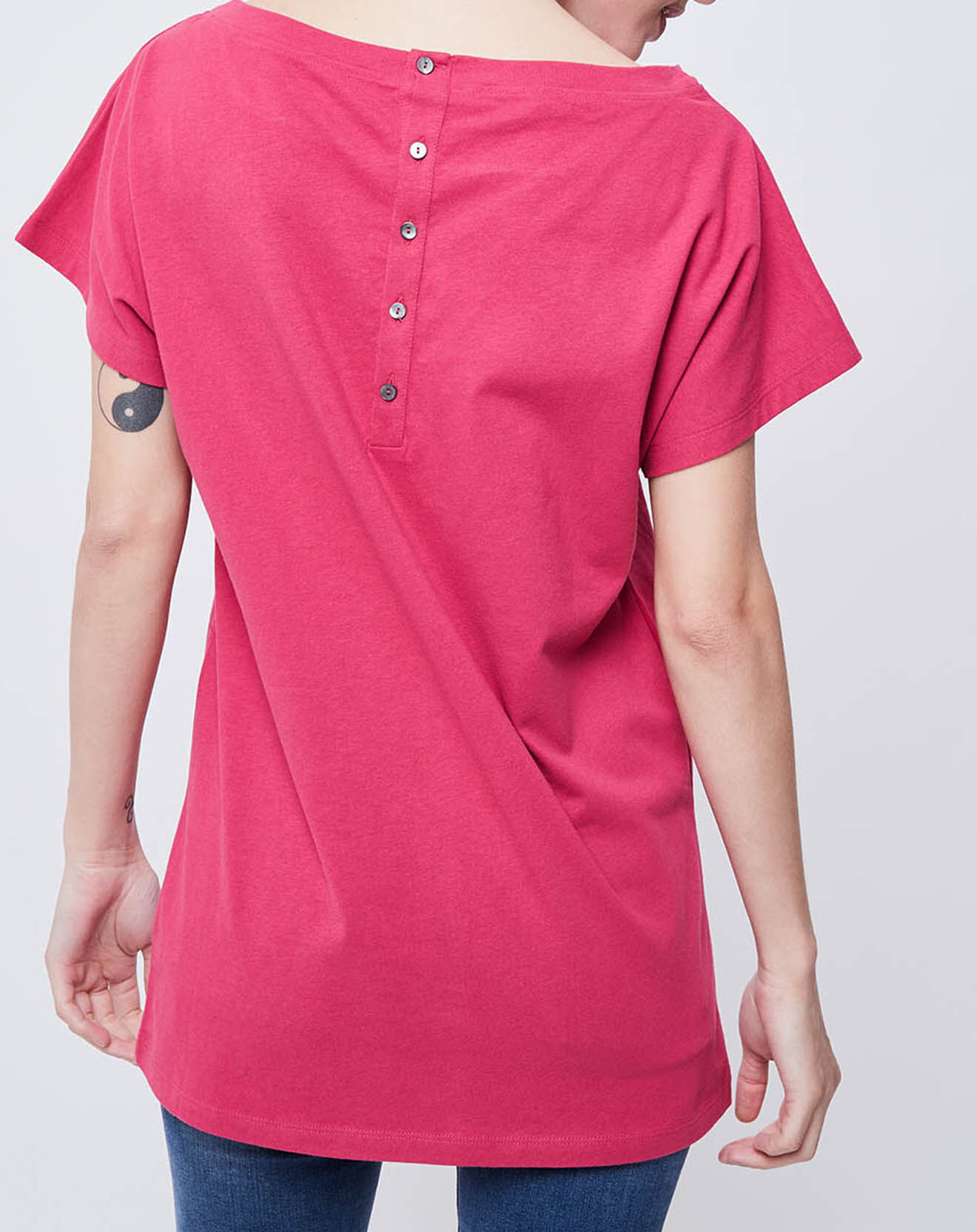 John Galliano T-Shirt boutonné et imprimé rose