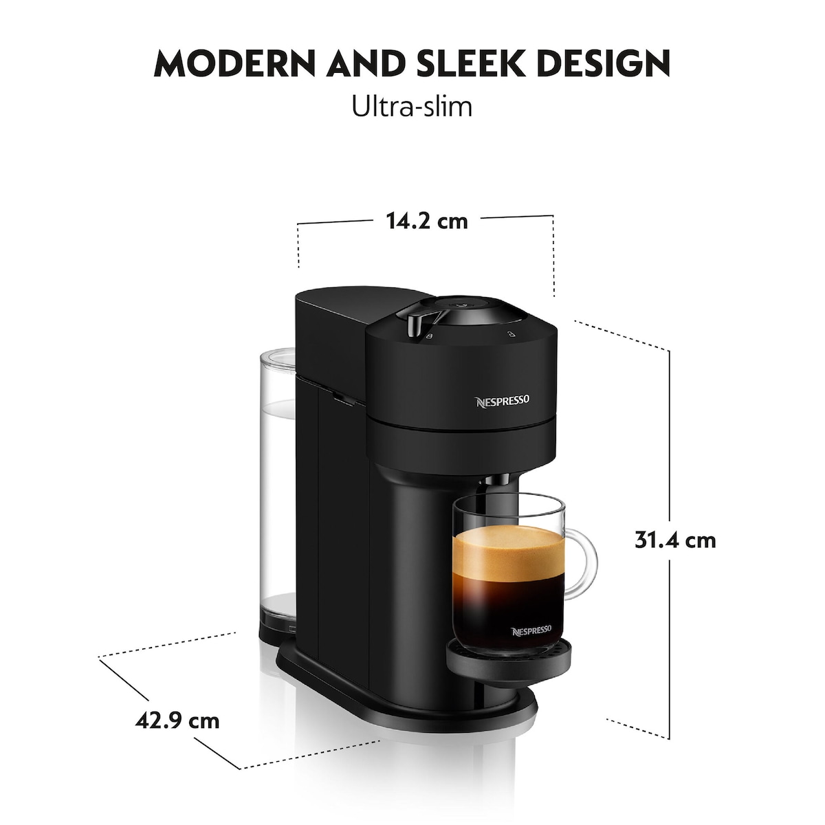 NESPRESSO® Vertuo Next kaffemaskin fra DeLonghi, Matt Sort