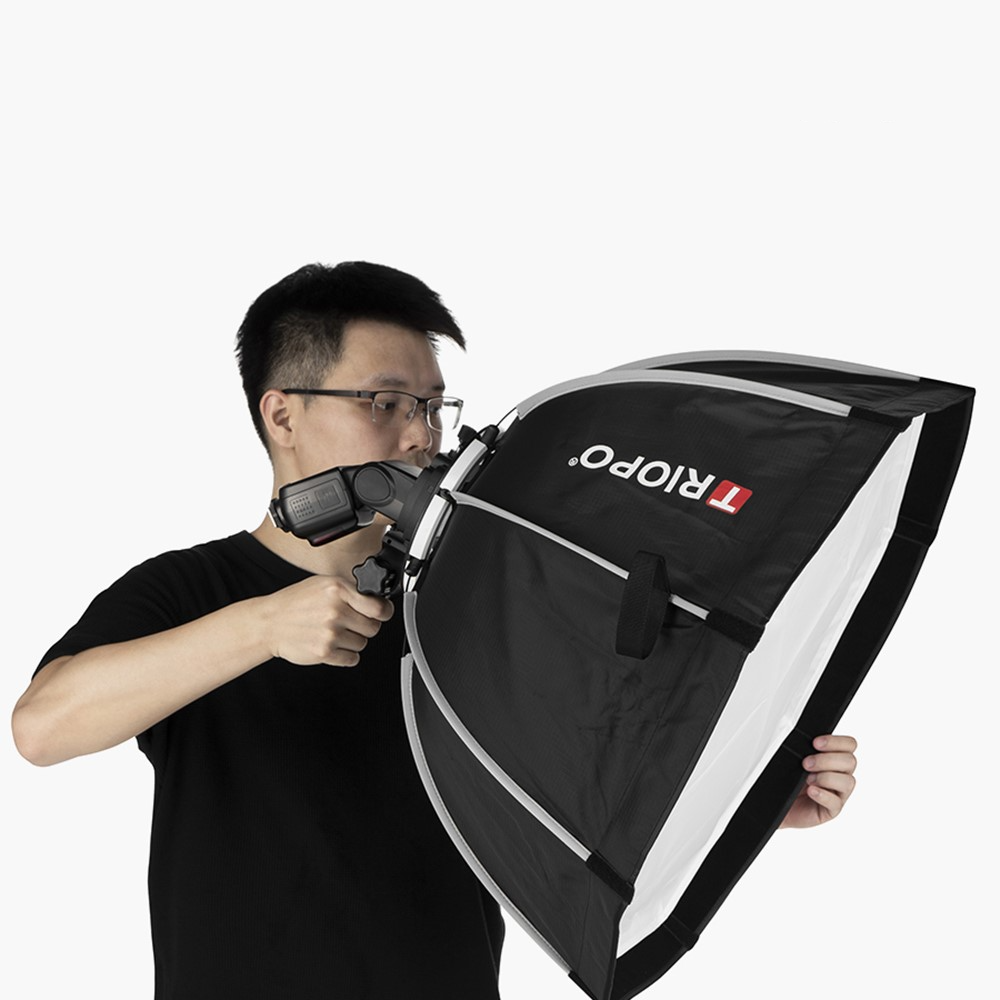(55cm) Professioneller Kamera Licht Diffusor Parabol Softbox Studio Ausrüstung für Porträts   Blitzschuh Systemblitz Anschluss und Tasche - Schwarz