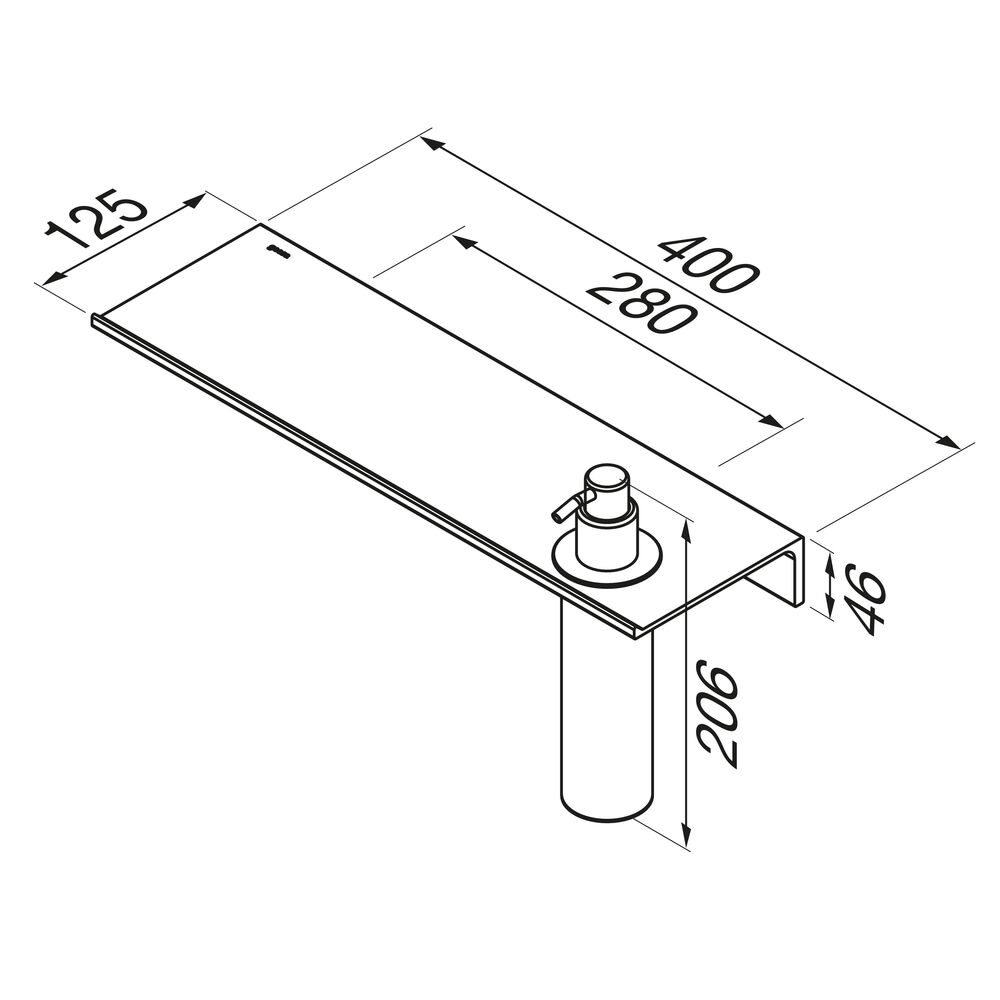 Geesa Leev planchet 40cm met zeepdispenser 200 ml zwart