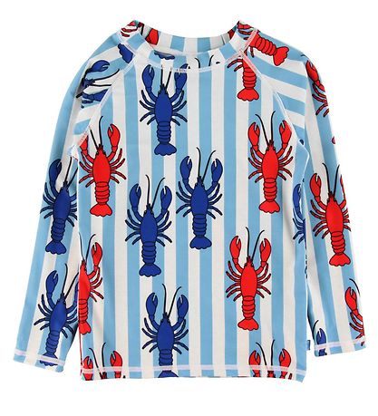 Sm?folk Bådebluse - UV50+ - Blå/Hvid m. Krebs